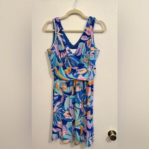 Pappagallo Dress, Blue-Lilac Mutlicolor Pattern, Size Small